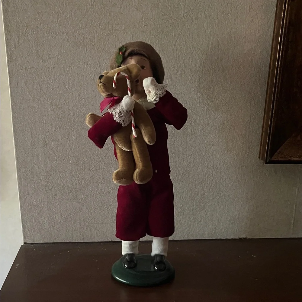 Byers' Choice Girl with Teddy Bear and Candy Cane 2000